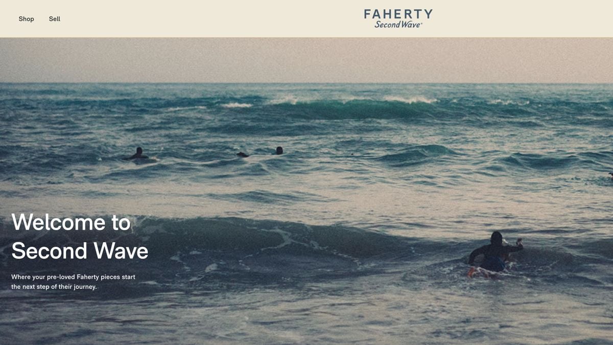 Faherty's Second Wave resale marketplace webpage