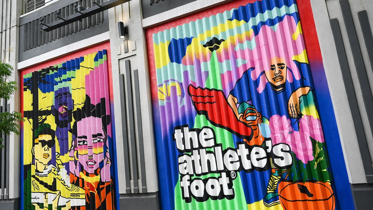 Custom Mural by Lisette Correa on the Exterior of The Athlete's Foot Atlantic Station Location in Atlanta, GA.