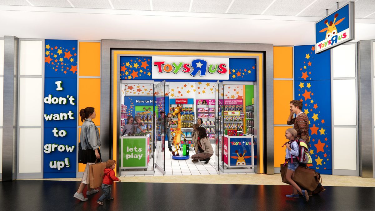 An artistic rendering of a Toys R Us that will open soon at Dallas Fort Worth Airport